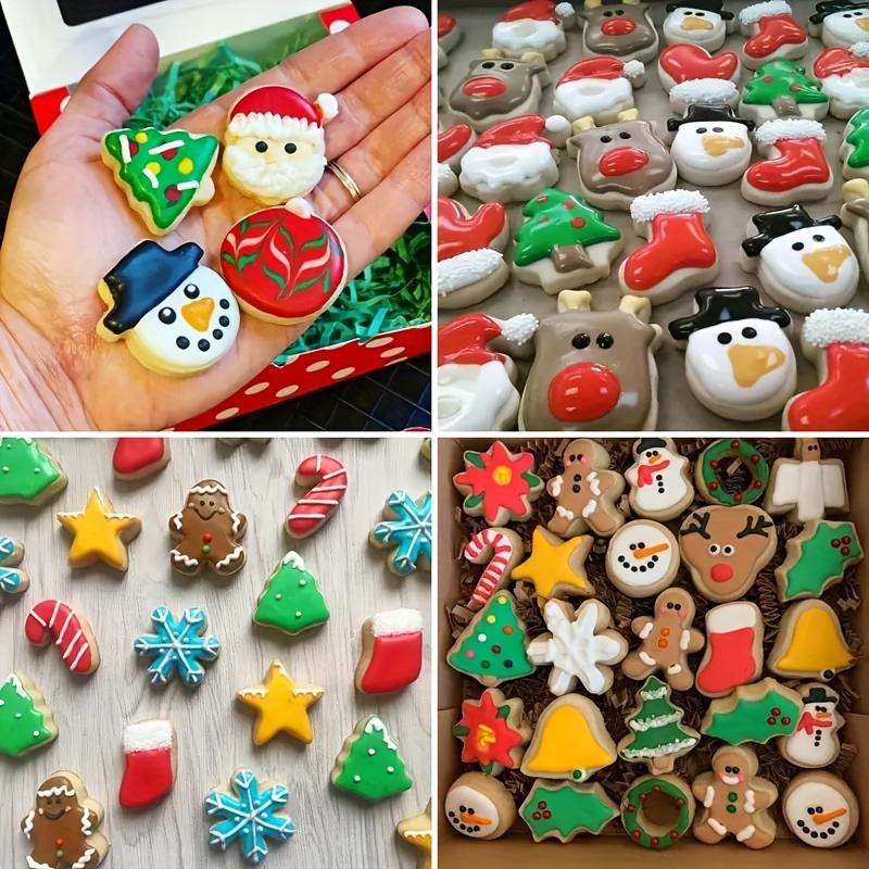 20pcs mini christmas cookie cutter set stainless steel baking molds with santa reindeer snowman shapes food contact safe festive treats   details 2