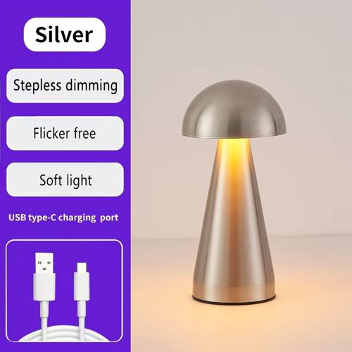 wireless punch free creative metallic design table lamp cone base small head mushroom bedroom bedside lighting ambient light usb night light living room dining ambient light ornament table lamp bedroom bedside lighting ambient light