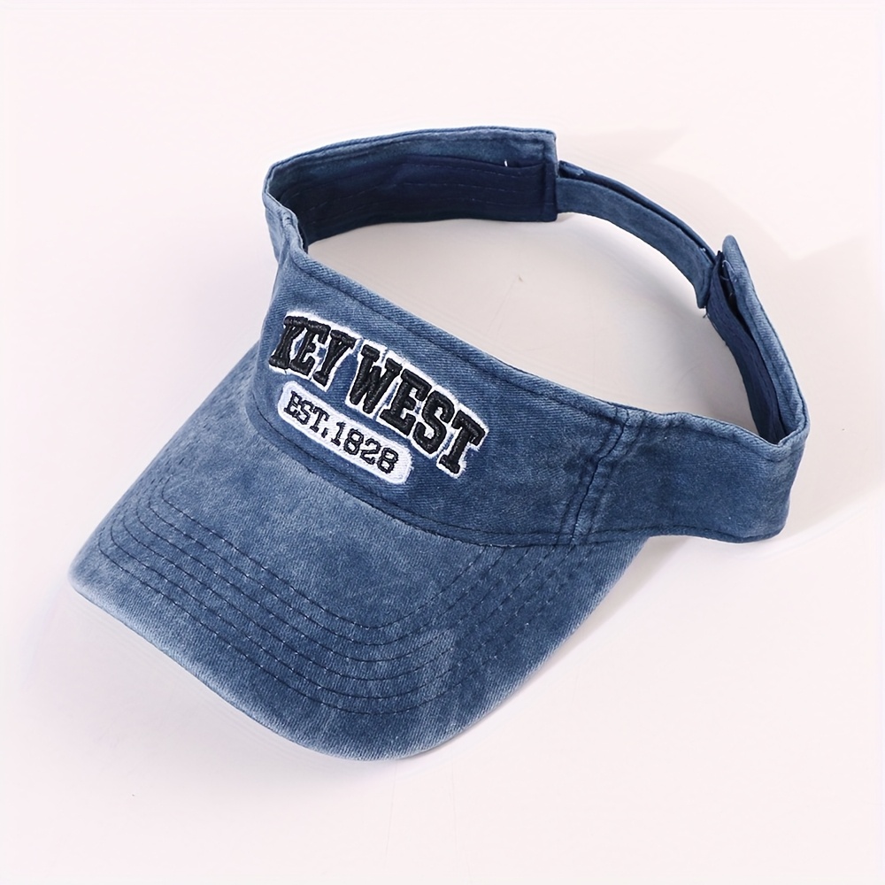 Image of Fashionable Letter Number 1828 Embroidery Vintage Washed Sun Hat For Casual Outdoor Travel Unisex Streetwear Adjustable Small Face Hat