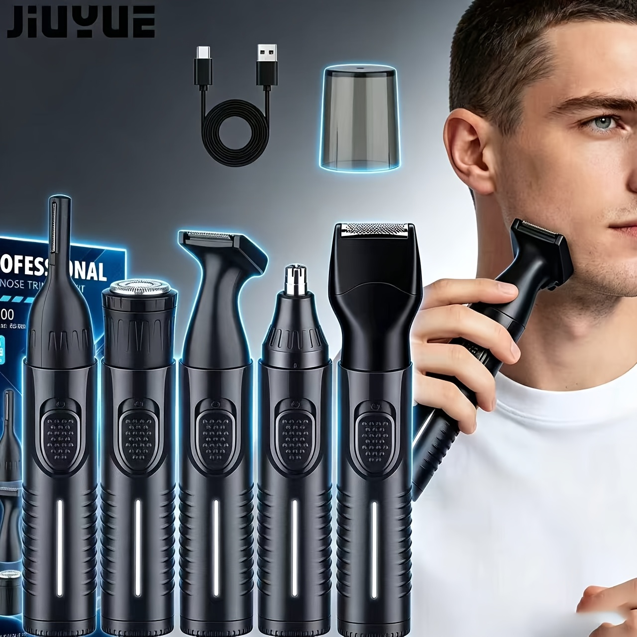 TEMU Jiuyue Multi-functional Replaceable Head Body Hair Trimmer For Men And Women, Multi-functional Hair Trimmer Combination Kit, Suitable For Full