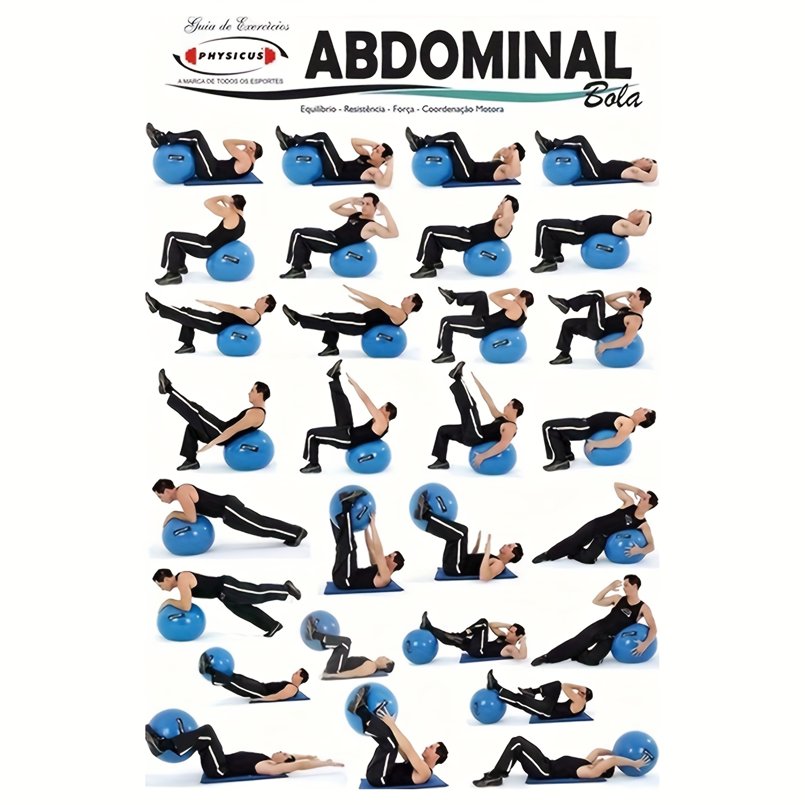 E-shop Rahmenloses Ganzkörper-Workout Poster - 12x18 Zoll Leinwand Fitnessleitfaden mit Schritt-für-Schritt Übungsillustrationen für Core,