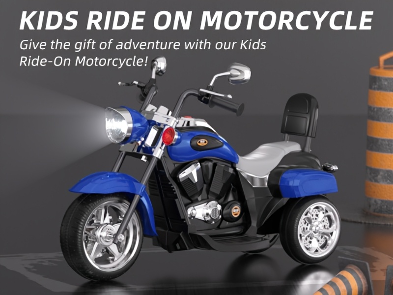 Moto électrique à 3 roues, jouet alimenté par batterie 6 V, cadeau d'Halloween et de Noël pour enfants, détails 0
