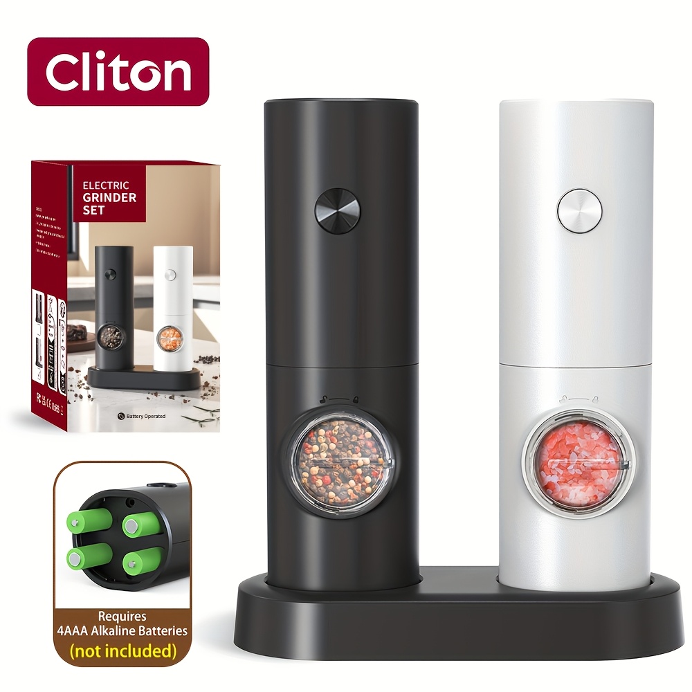 Image of 1/2 Option, Battery-operated Electric Salt And Pepper Grinder, Automatic Pepper Mills Set, One-hand Adjustable Coarseness, Seasoning Tools For Kitchen, Bbq, Wedding Gift, Christmas Gift