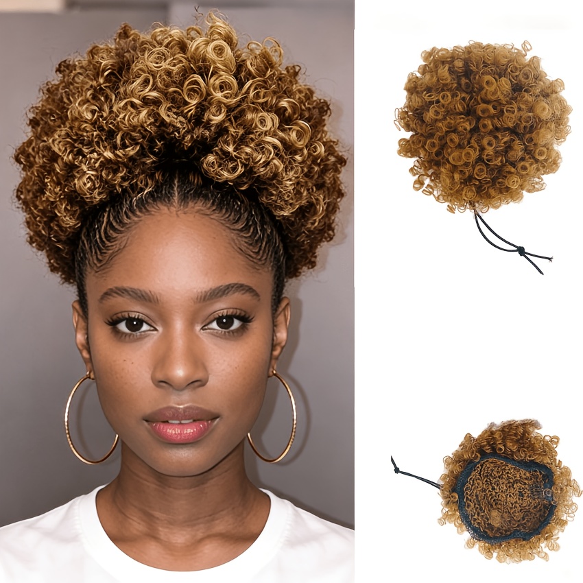 TEMU Postiche AOIFE pour femme à cheveux afro duveteux bouclés/crépus, adapté à toutes les carnations - Extensions de queue de cheval synthétiques