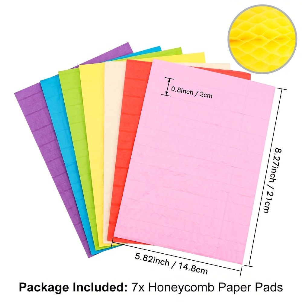 Image of Honeycomb Paper Pads Or Cutting Dies To 3 Dimensional Honeycomb Crafts For Artworks, Crafts, And Party Decorations And Supplies ; Honeycomb Tissue Pad Assorted Colors For Diy 3d Craft And Pop-up Cards