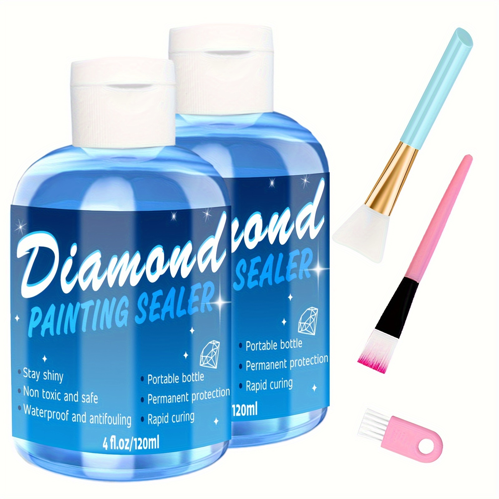 

Diamond Art Painting Sealer Kit Upgrade Formula 120/240 Ml With Brushes, Diamond Art Sealer Puzzle Glue Diamond Art Painting Accessories And Tools, Diamond Art Painting Kit For Adults