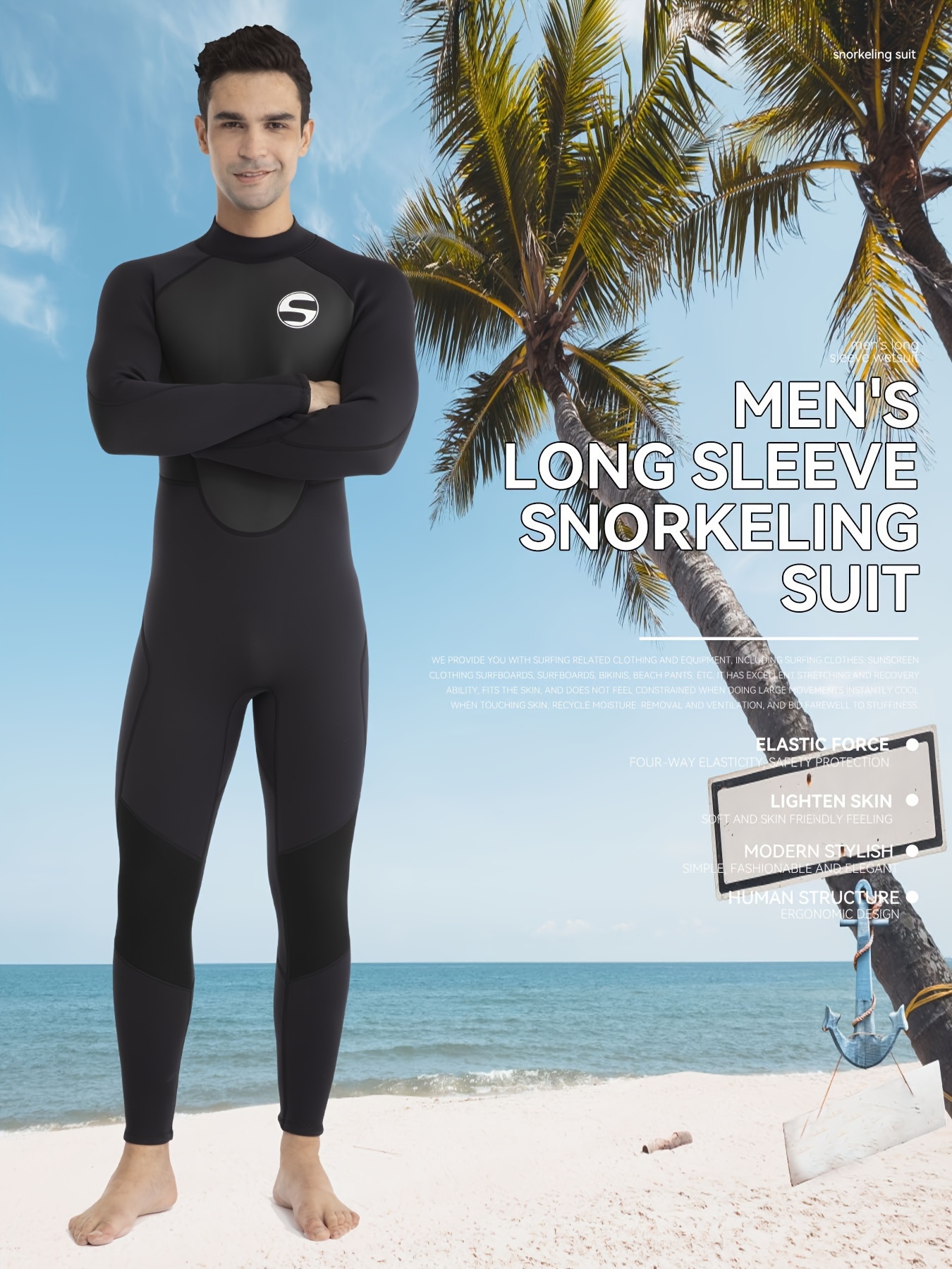 REALON Wetsuit Men 5/4mm Neoprene Full Body Thermal Scuba Diving Suits,  3/2mm Wo