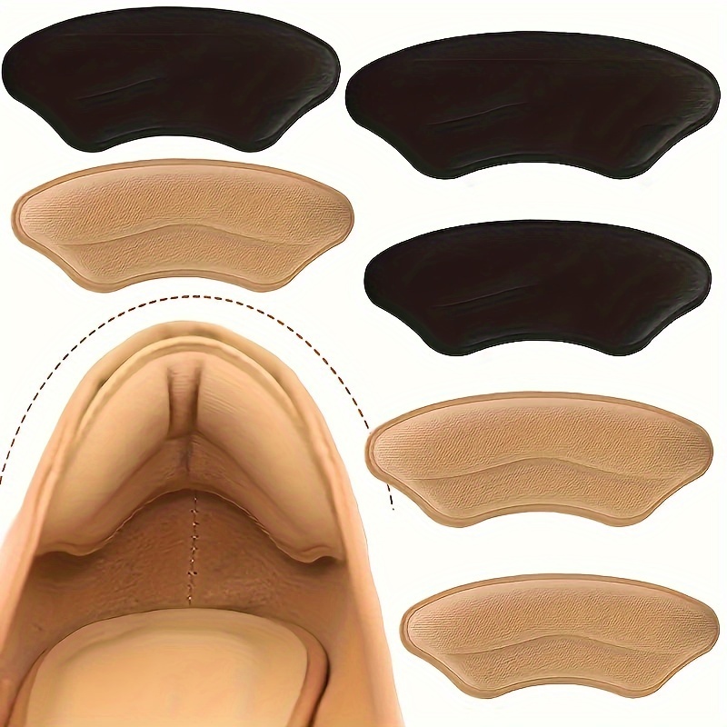 

8pcs Self-adhesive Heel Pads For Too Big Shoes - Black & , Oval Textured Heel Protectors To Fit, Prevent Slippage & , For Casual Attire, Shoe Pads