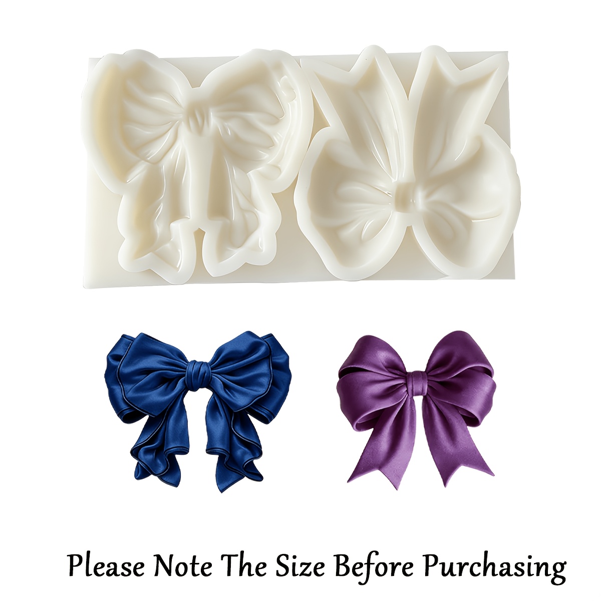 Image of 1pc 2- Decoration Fondant Mold, Creative Bow Chocolate Silicone Mold, Reusable Kitchen Baking Supplies Suitable For Making Chewing Gum Keychains Pendants Polymer Clay