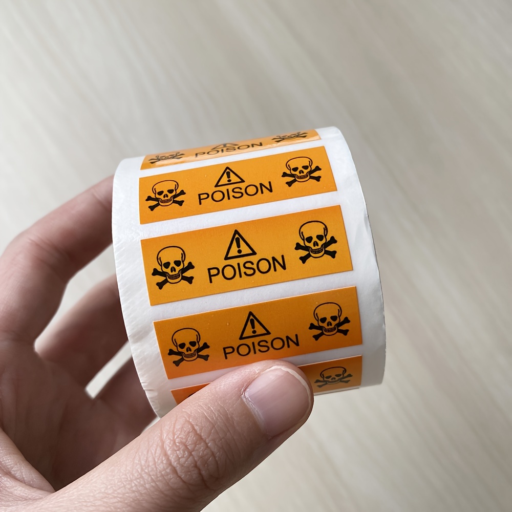 500-pakke advarsel om giftmerker - fare  hetsmerker 0,5x1,5 tommer - fluorescerende oransje med svart trykk for   håndtering av farlige materialer - papirkonstruksjon 0