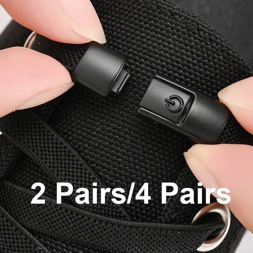2 paar/4 paar elastische schnürsenkel | klassische uni-farbe, leicht, versenkbarer druckverschluss für freizeit- und sportschuhe