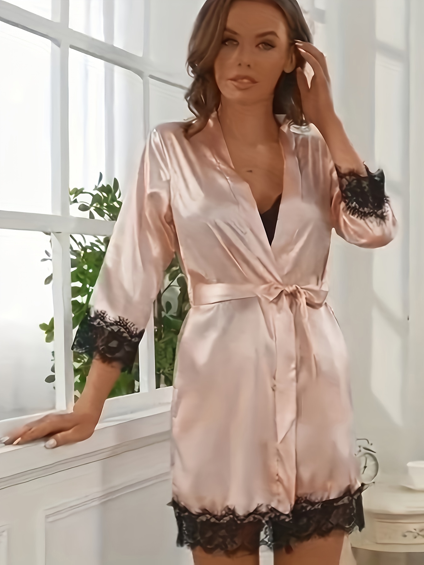 Ensemble de pyjama femme pièces robe à manches *-* débardeur col V, cu*  et mini-shorts