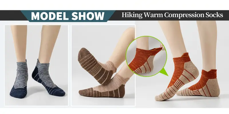 6 pairs autumn winter mens warm cushioning and breathable striped design casual invisible low waisted raised ear couple sports socks suitable for holiday gifts christmas valentines day halloween Product details 3