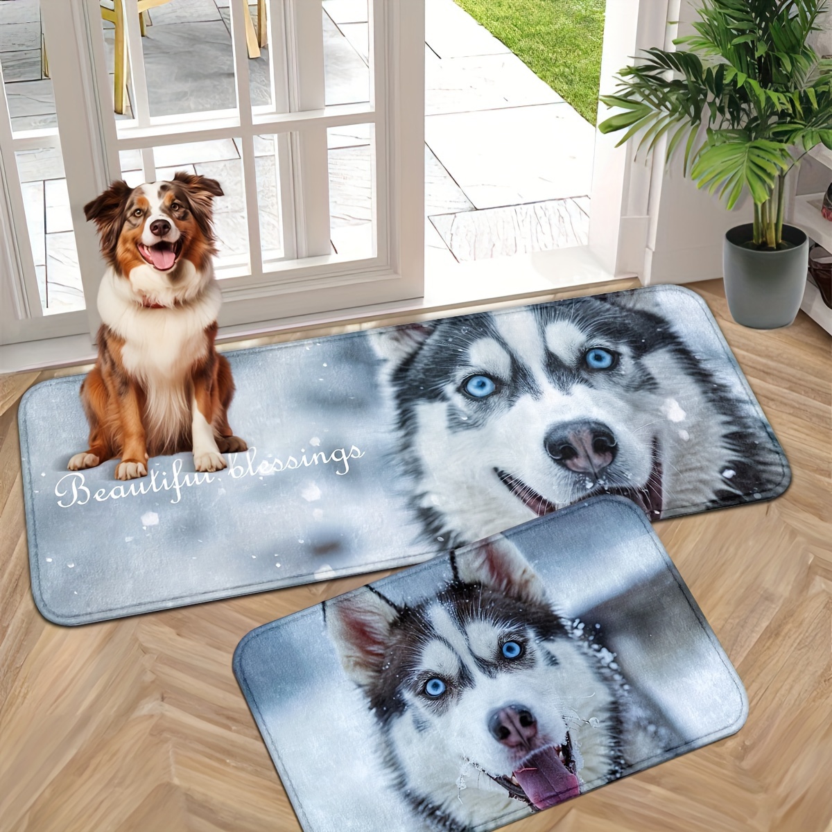 

Husky-themed Indoor Door Mat, Non-slip Polyester Knit, Machine Washable Entrance Rug For Home Entryway – Decorative Floor Mats For Front Door, Easy Clean Entryway Welcome Mats