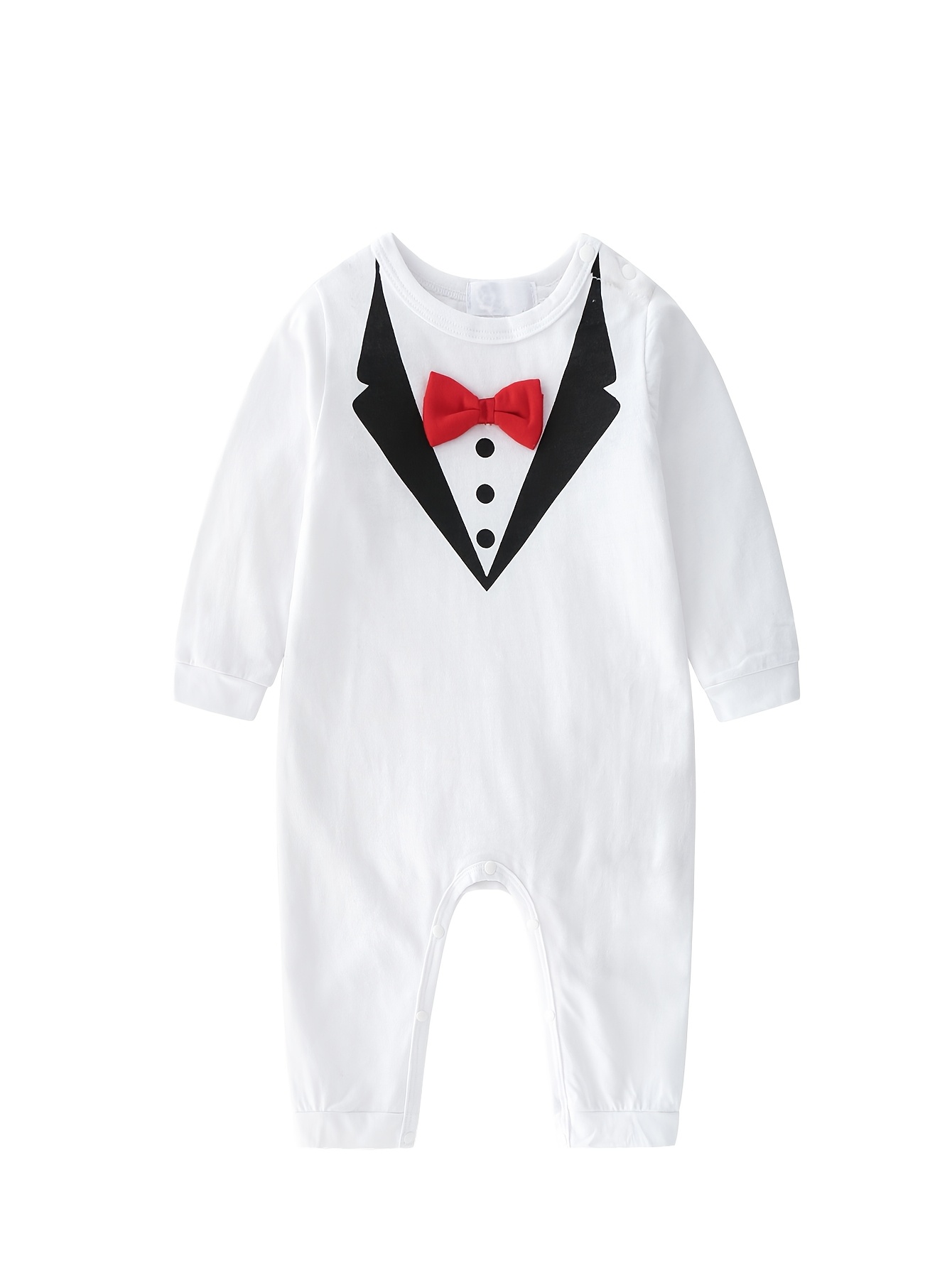 baby boys black tuxedo romper red bow tie soft stretchy Temu