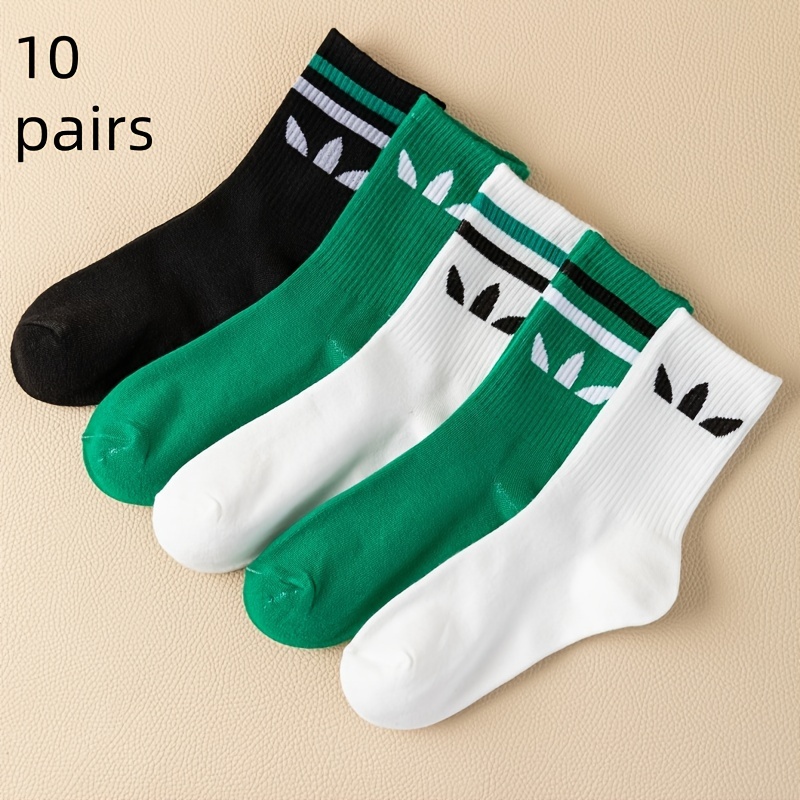 

10 Pairs Of Fashionable, Comfortable, Casual Mid-calf Socks For Men And Women, Sweat Absorbing