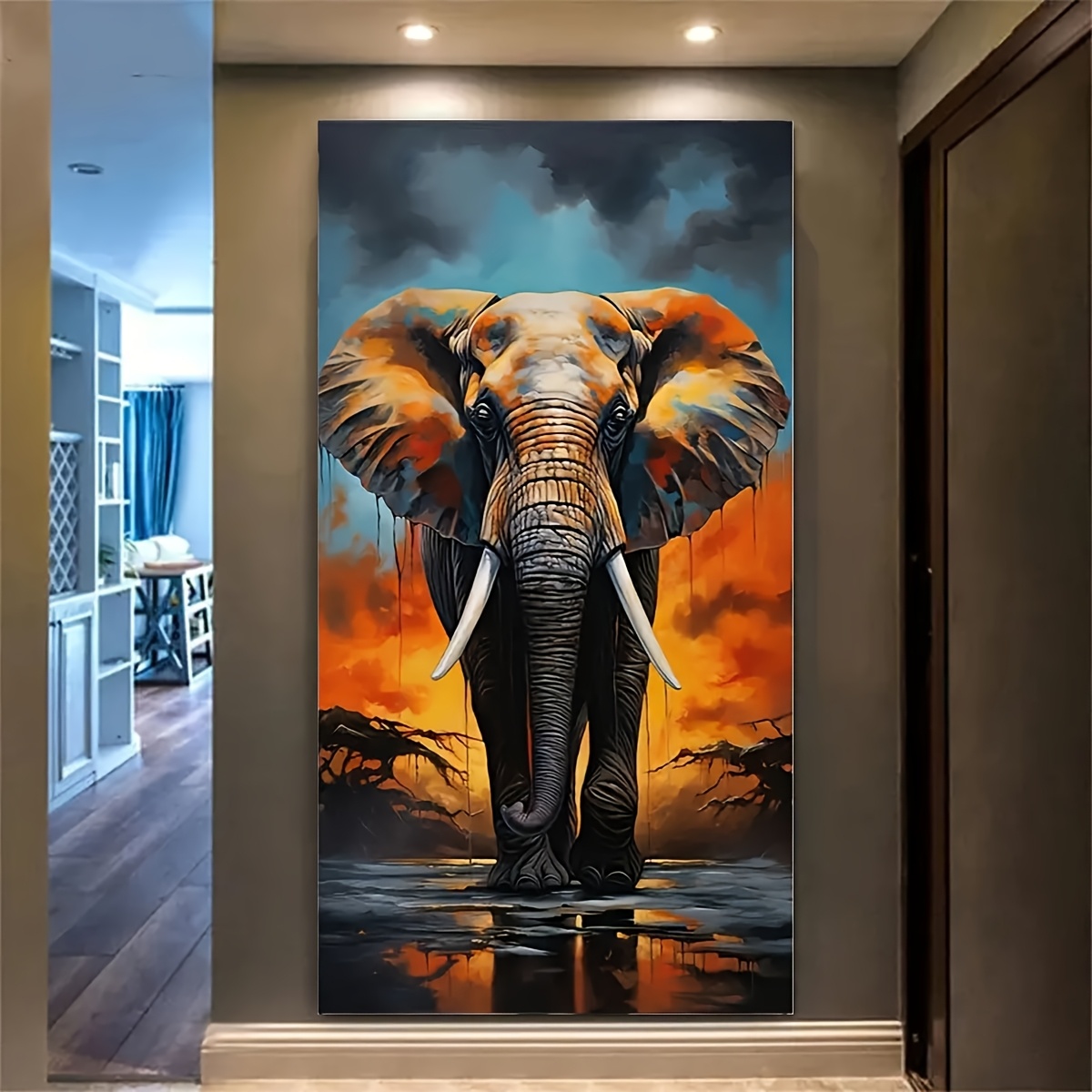 

1pc Extra Large 5d Diy Diamond Painting Kit, 39.37x19.69 Inches, Acrylic Round Diamonds, Elephant Art For Beginners And Adults, Stunning Wall Decor