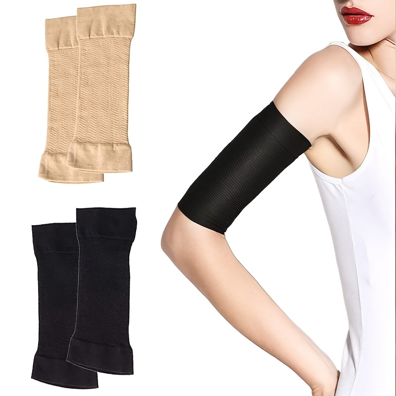 TEMU 2 paires de manchons galbants pour bras pour femmes et hommes - Cache-tatouages et manchons adaptés aux bras flasques, à de sport, à