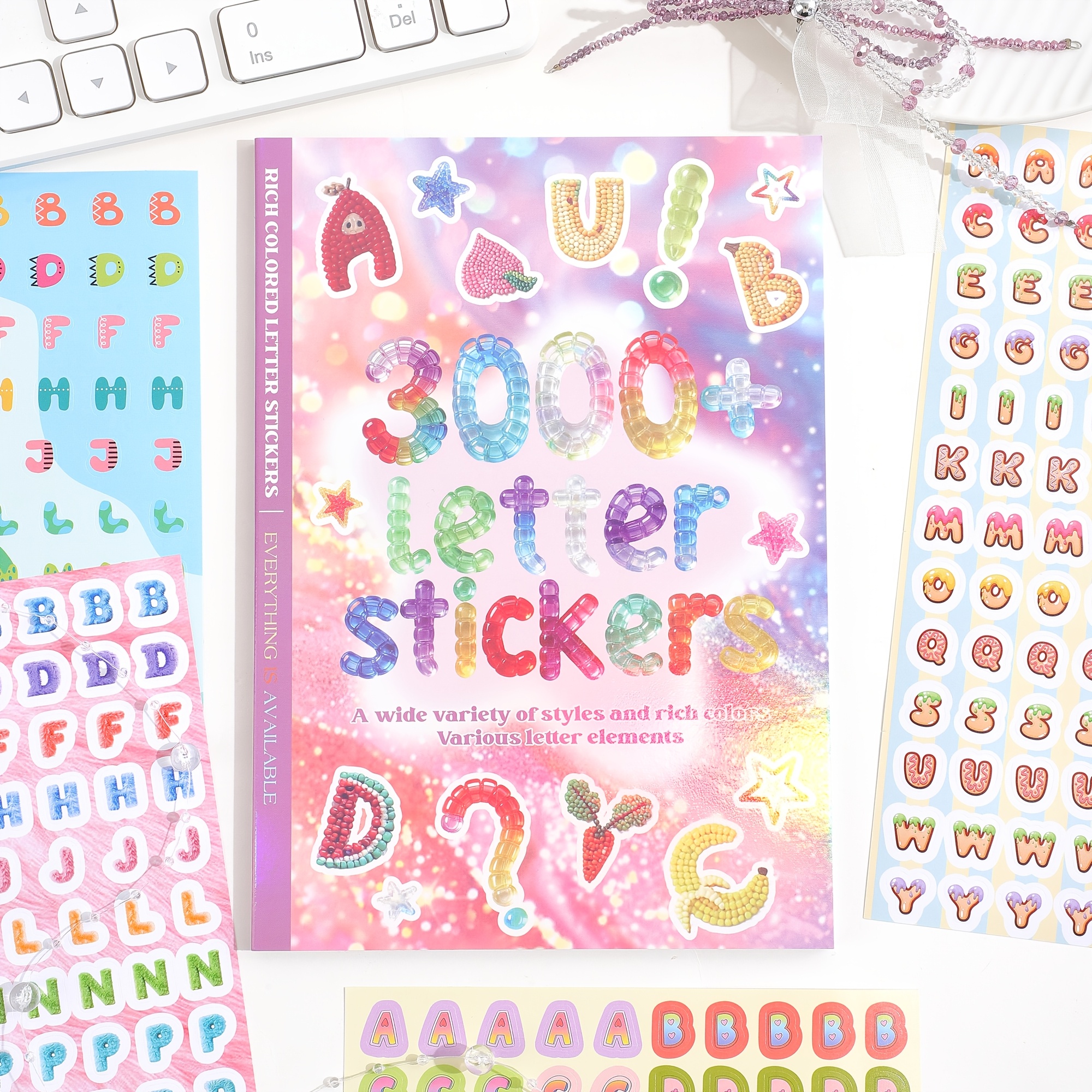 E-shop 3000+ Stück Alphabet Buchstaben Aufkleber für Journaling, Leuchtende und Verspielte Bastelaufkleber für Junk Journal und Scrapbooking Projekte,