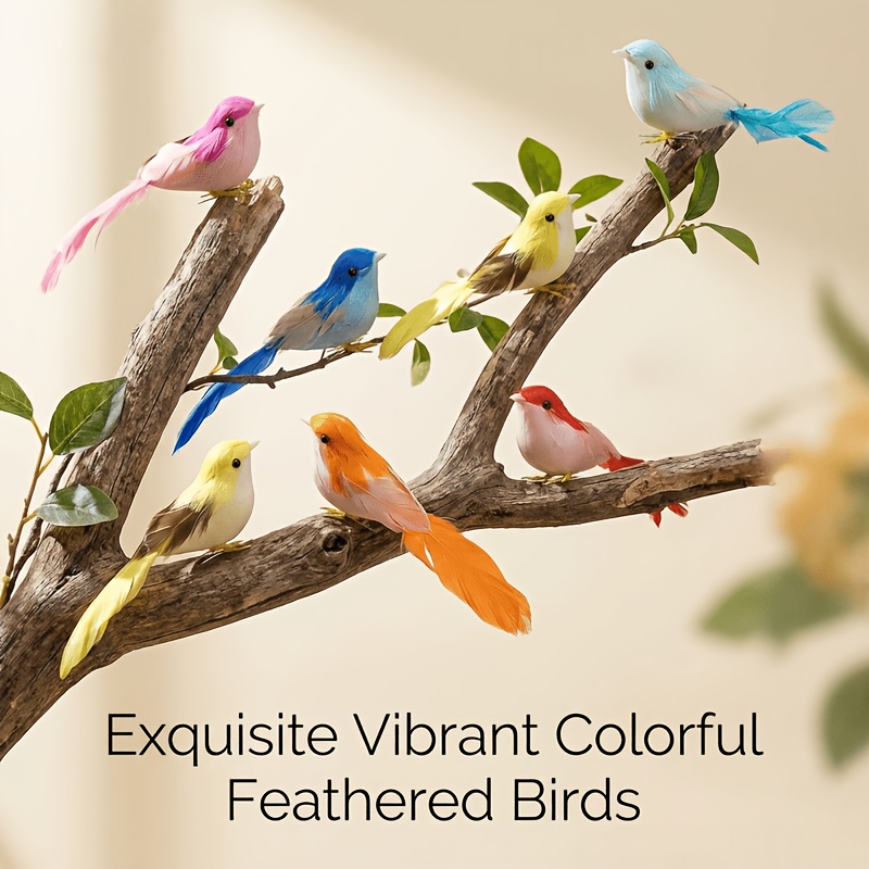 6 piezas de pájaros en miniatura realistas hechos a mano, con formas adorables y colores intensos, adecuados para decoración de patio, adorno de jardín, adornos de interior para el hogar, detalles decorativos para patio exterior, para añadir riqueza de color, y también se pueden regalar a amigos