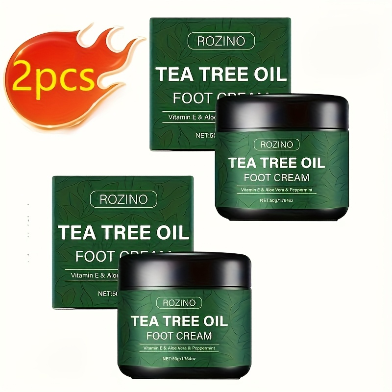 2-Pack Tea Tree Oil Cracked Skin Cream with Vitamin E for Dry, Cracked Hands, Ankles, and Feet, Moisturizing and Softening