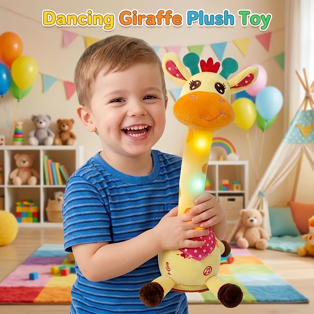 TEMU Dancing Talking Giraffe Toy For Baby , Interactive Stuffed Animal Baby Toy With 60 English Songs, Repeating What , Glowing Musical For Toddlers,