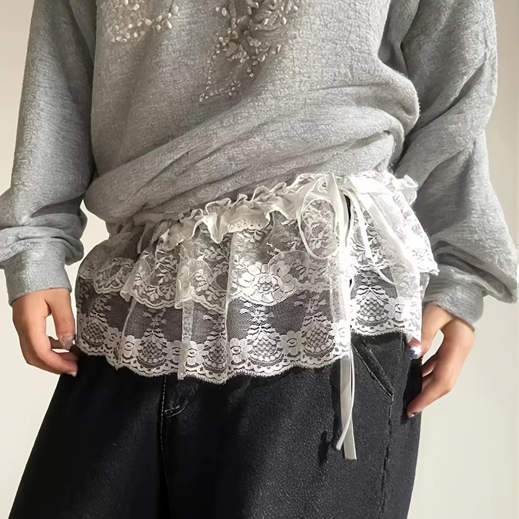 TEMU 1pc Short Lace Skirt, Lace Skirt, White Fashion And Versatile Lace Lace Short Fart Curtain