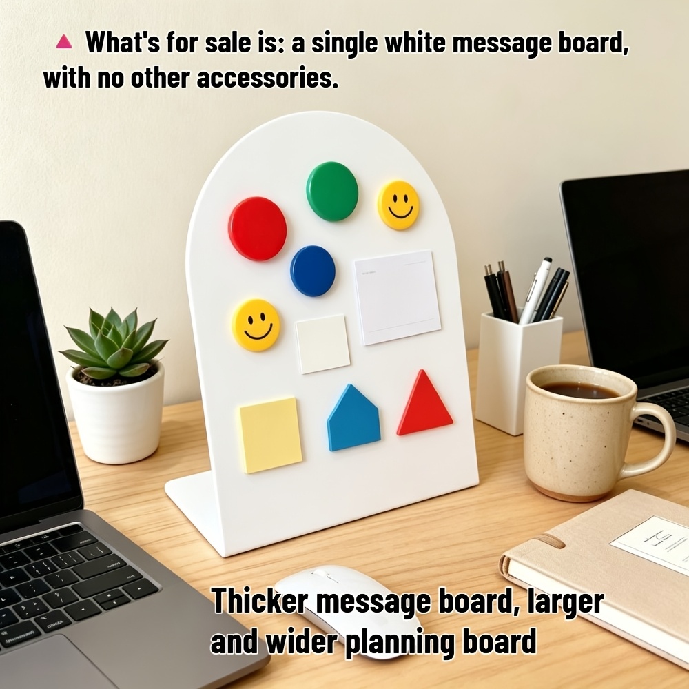 TEMU 1-pack Vertical Arch-shaped Magnetic Whiteboard, Erasable For Writing Daily Work Schedules And To-do Lists, Multi-functional Desktop Display Diy