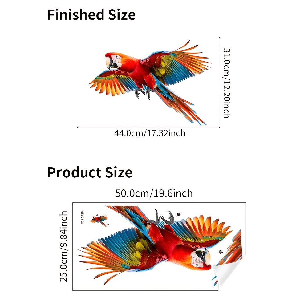 Image of 1pc Of Wall Sticker, Self-adhesive Waterproof Removable Decal, Parrot Pattern Wall Sticker, Suitable For Party Decoration, Home Decor, Kitchen Decor, Living Room Decor, Bedroom Decor, Etc.