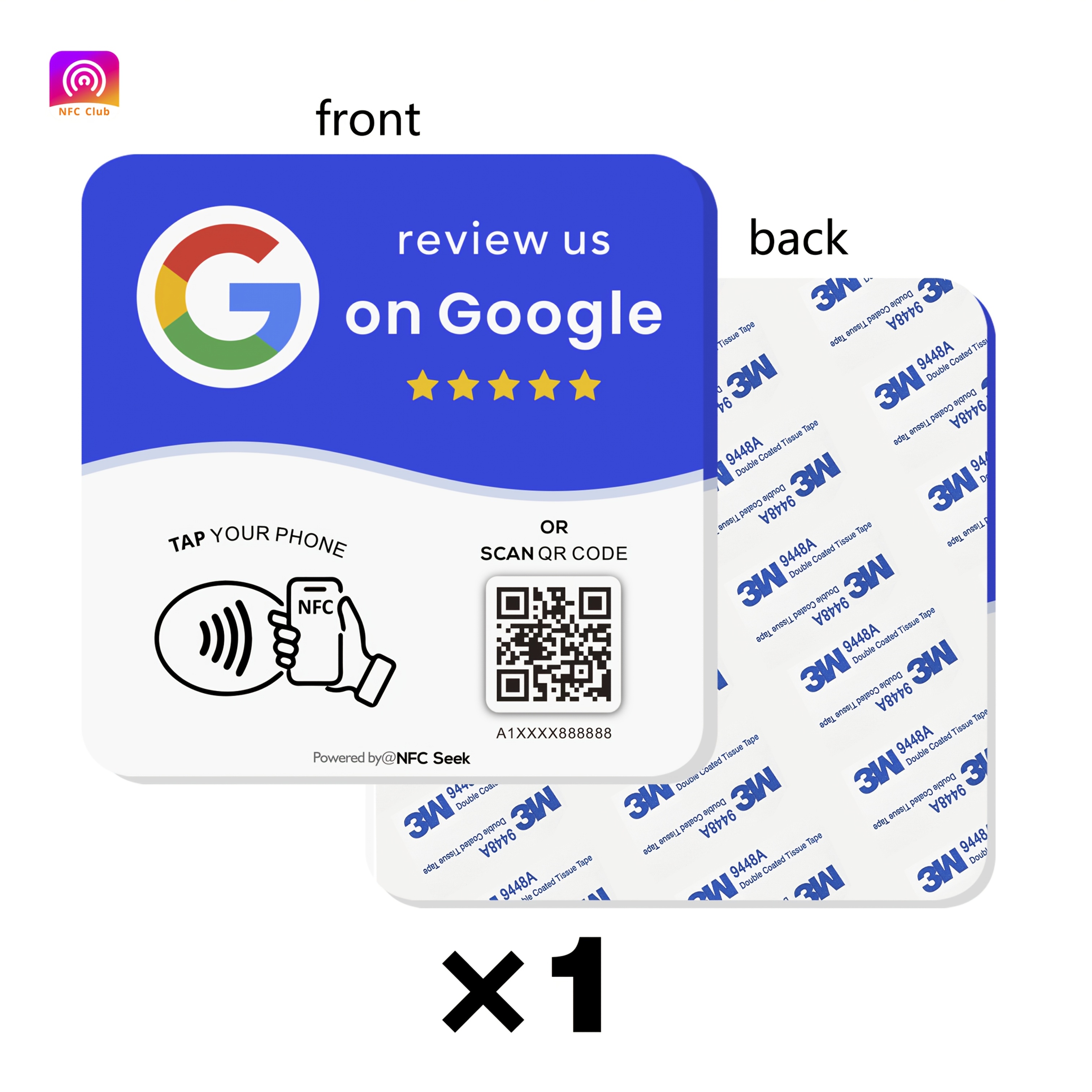 TEMU Carte de Google en acrylique NFC, prend en charge l'ouverture par tap NFC et code QR, système de des codes QR intégré, définit facilement vos