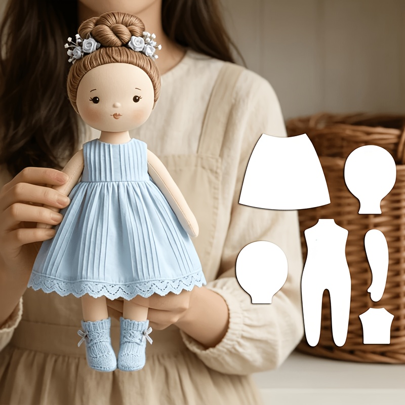 TEMU 1 Set Of 6pcs -colored Reusable Handmade Doll Plush Templates - Multi- Craft Stencils Suitable For Painting, Scrapbooking, Fabric Crafts, Doll
