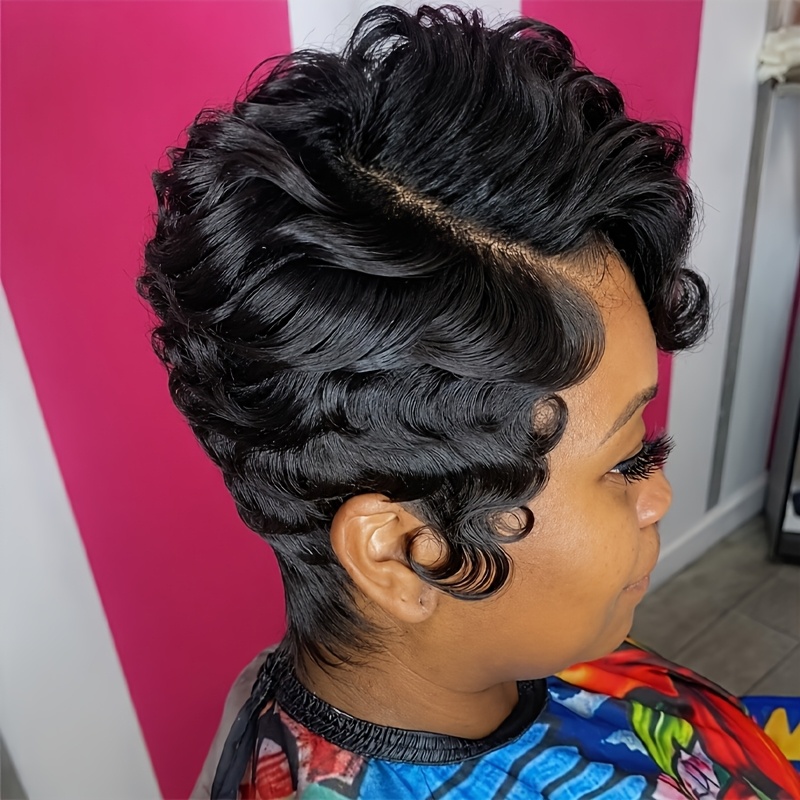 TEMU 13x4x1 Lace Front Curly Cut Human Hair Wig Short Curly Wave & Water , Loose Wave Side Parted Cut Bob Style, & Cosplay & Parties & Music Festival & Halloween Party & Christmas Party Wig
