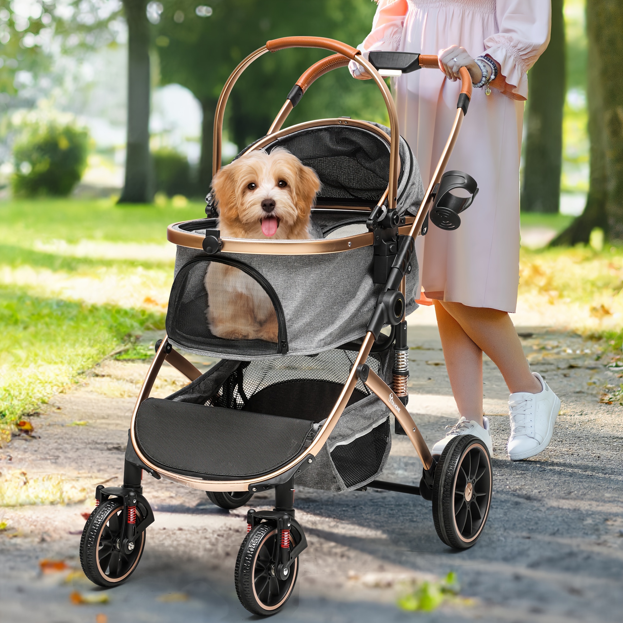 

Dwvo Pet Stroller 3-in-1 One-click Foldable Cat Dog Stroller