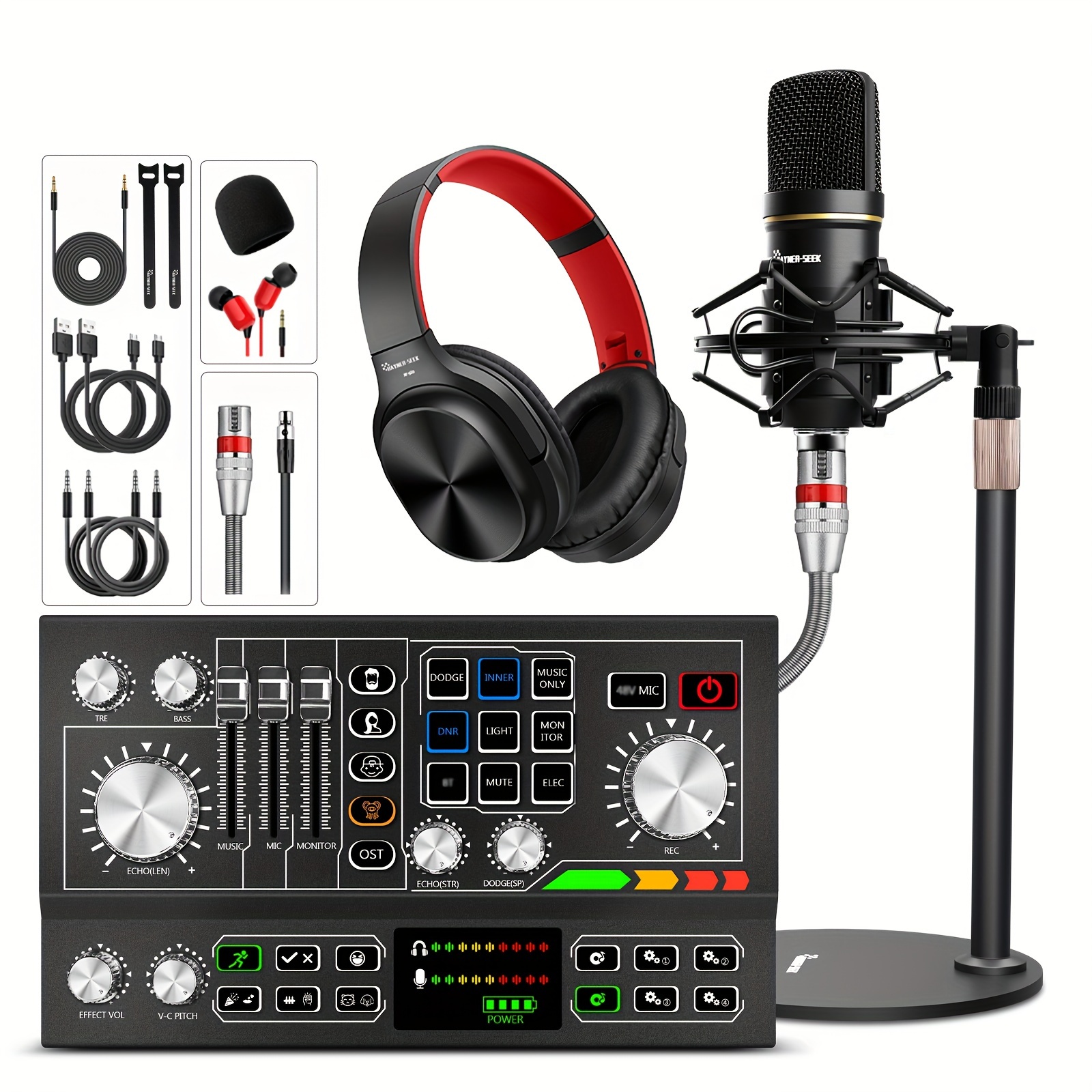 

Podcast Equipment Bundle For 2, Audio Mixer With And Audio Interface For Live Stream/record/game