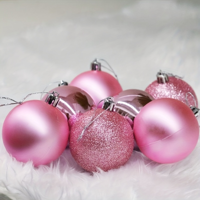 Image of 16pcs-christmas Ball Decorations, Pink Mini Christmas Tree Ornaments, Valentine's Day Decorative Balls, Suitable For Holiday Parties, Indoor And Outdoor Diy Crafts, Christmas And Valentine's Day Gifts