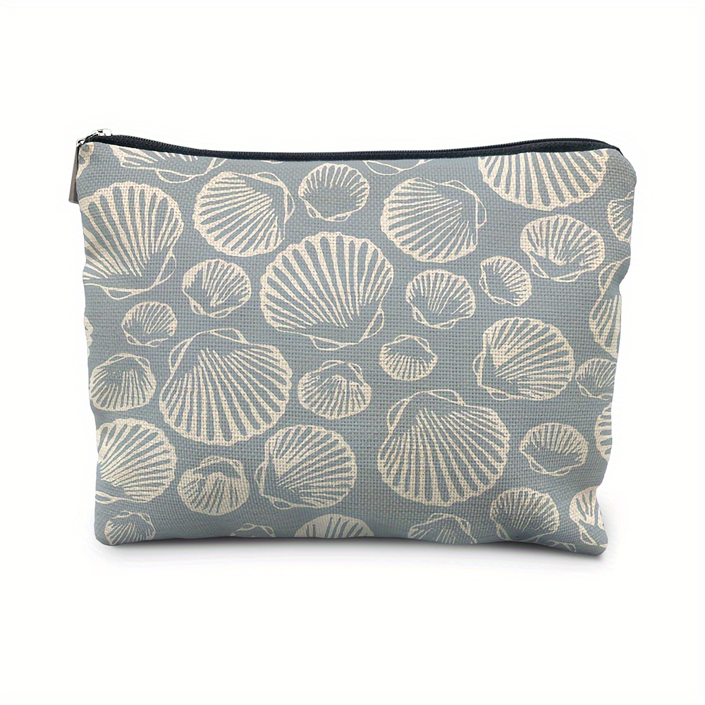 

1pc -themed Makeup Bag With Sea Shell Pattern - Ideal Gift For Women & Beach Enthusiasts, Coastal Aesthetic Pouch For Beach Vacations