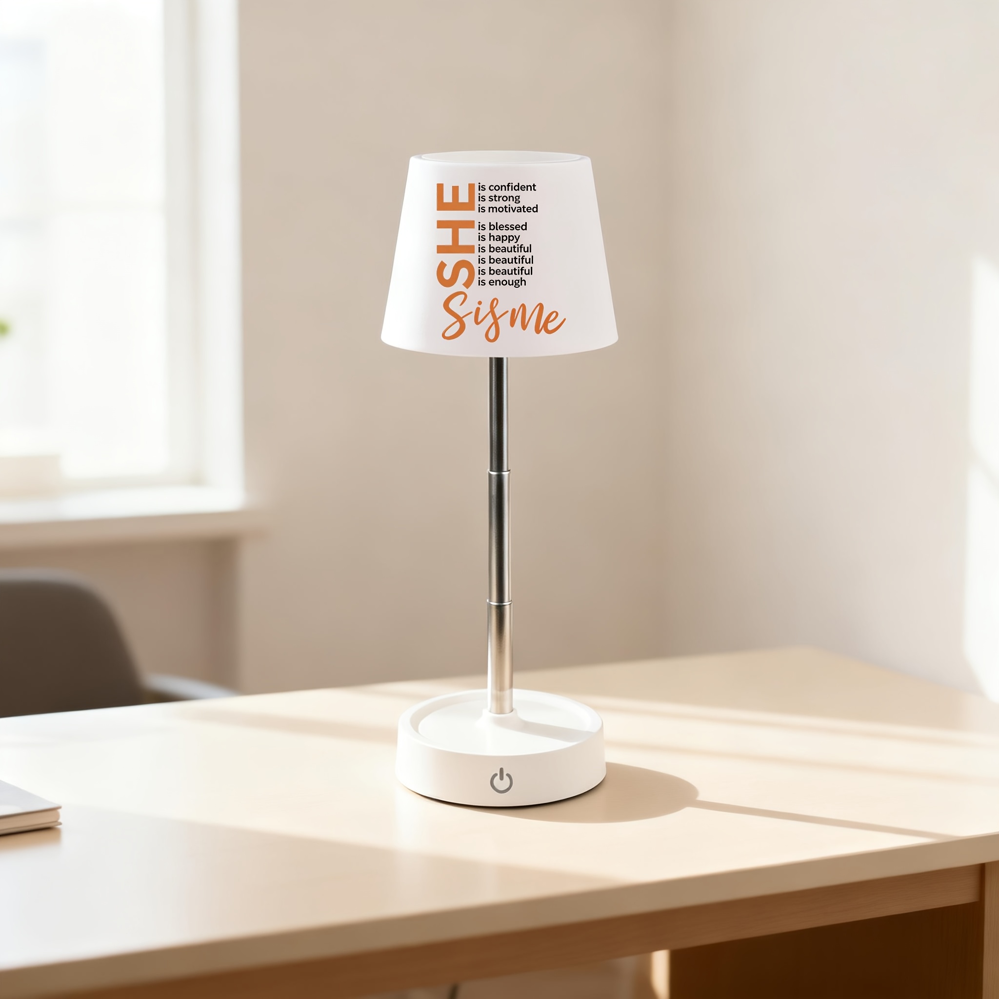 Orange Empowering "I AM" Typography Print Desk Lamp