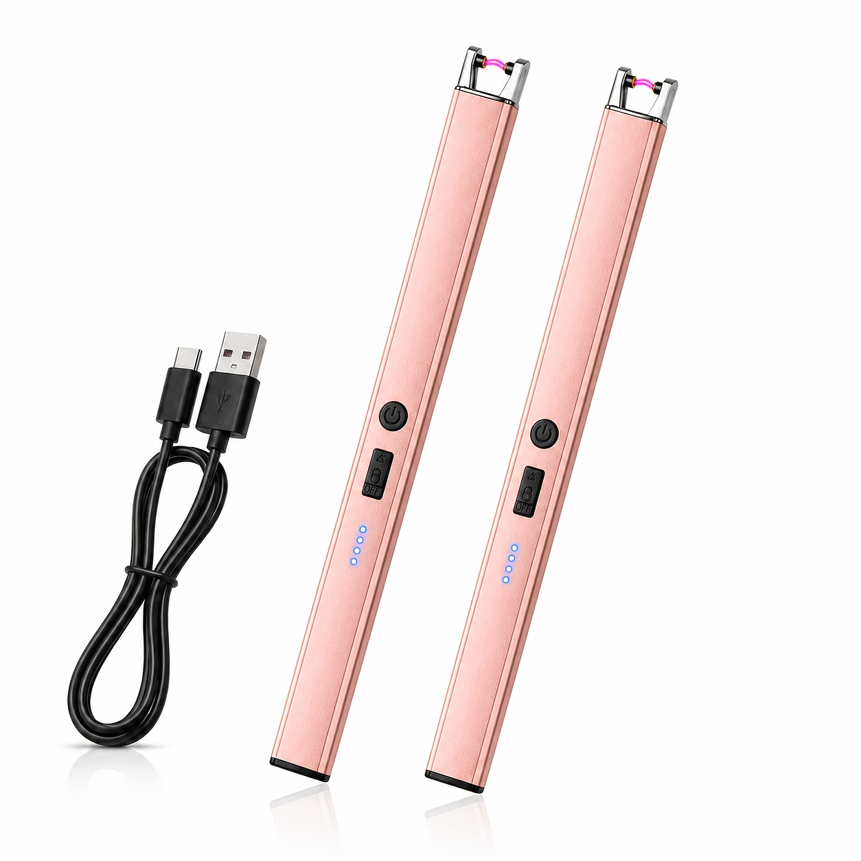 TEMU 2pcs Plasma Electric Lighter, Usb Rechargeable Lighter, Kitchen Candle Lighter, Windproof Flameless Lighter With Display And Safety Switch,