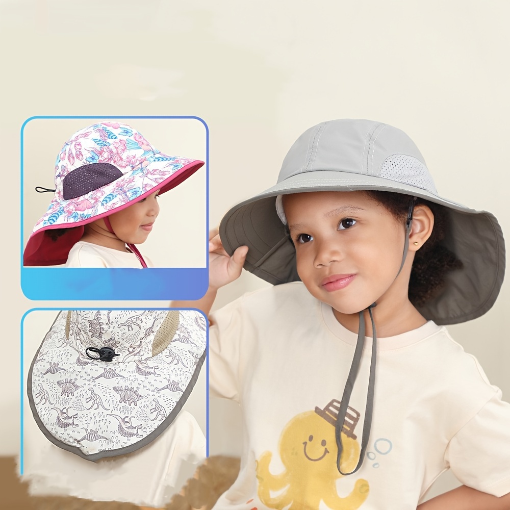 Kids Bucket Hat Adjustable Windproof Rope Sun Hat Fisherman - Temu