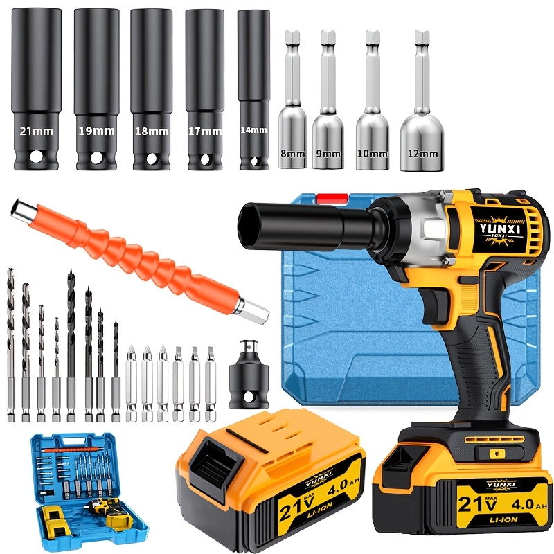 21V Cordless Impact Wrench Set, High Torque Multifunctional Tool