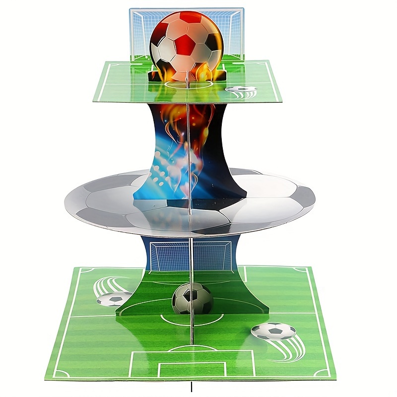 

Soccer-themed 3-tier Cupcake Stand - Birthday, Graduation, Anniversary & Sports Parties - No Power Needed, Paper Construction