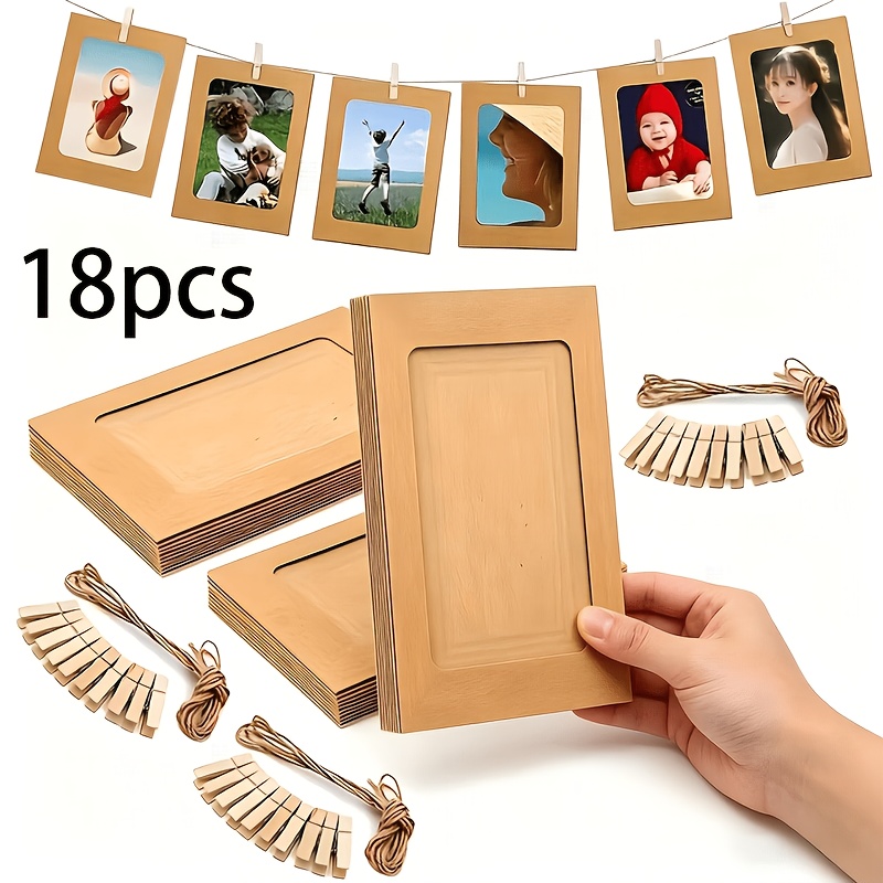 18pcs/set - Paper Photo Frames, Hanging Photo Frames Display, For 4x6 Inch Photo Frames, For Home Wall Decor, School And Office Decoration