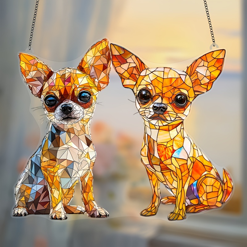 

1pc, 2d Flat Acrylic, Chihuahua Dog Suncatcher, (6"x8"), Gifts For Dog Lovers, Cute Room Decor, Gifts, Holiday Decor, Wall Decor, Room Decor, Home Decor Decorative Plaque & Statues