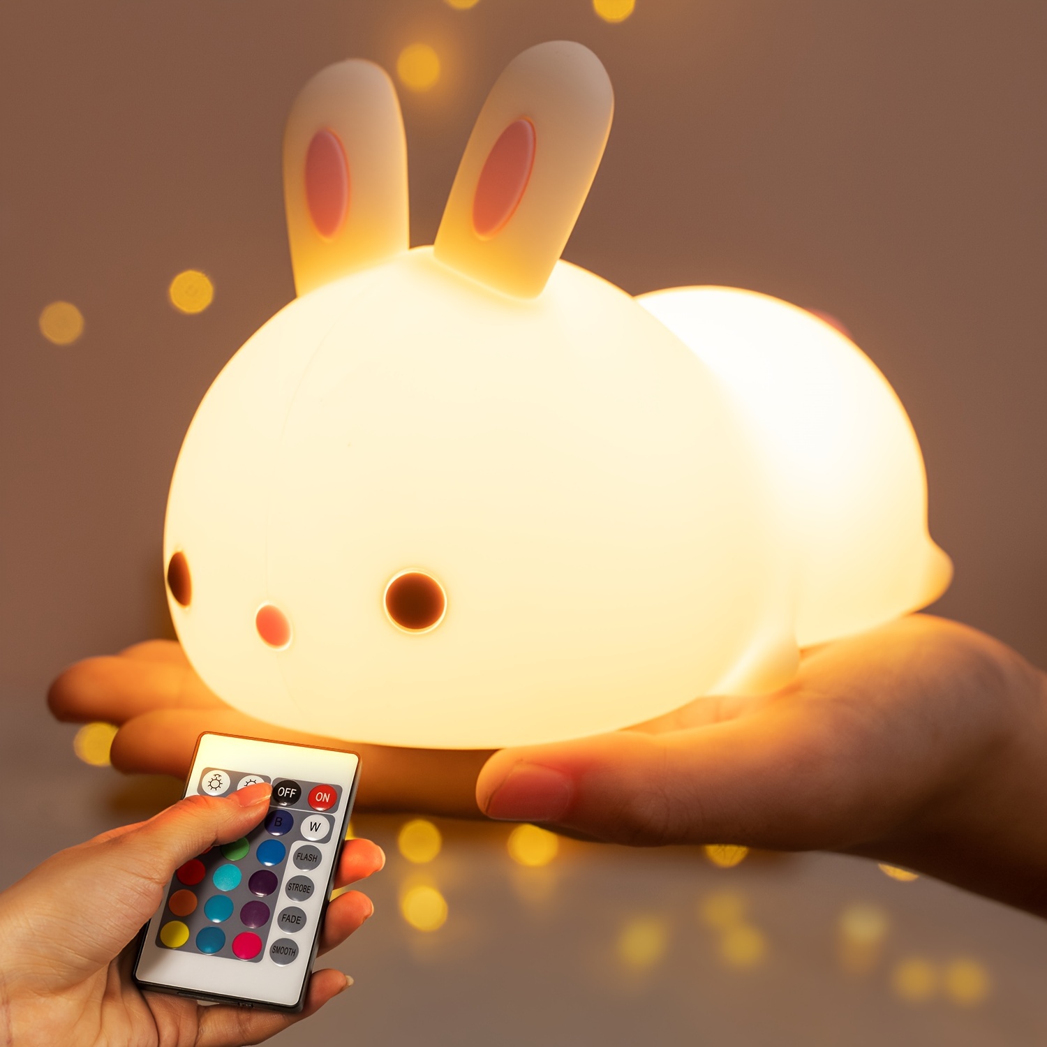 

Easter Bunny Night Light, [16 Colors +remote] Rabbit Lamp, 8-brightness Night Light, 1200mah Rechargeable Night Light, Timer Night Light For Bedroom, Room Decor Gift