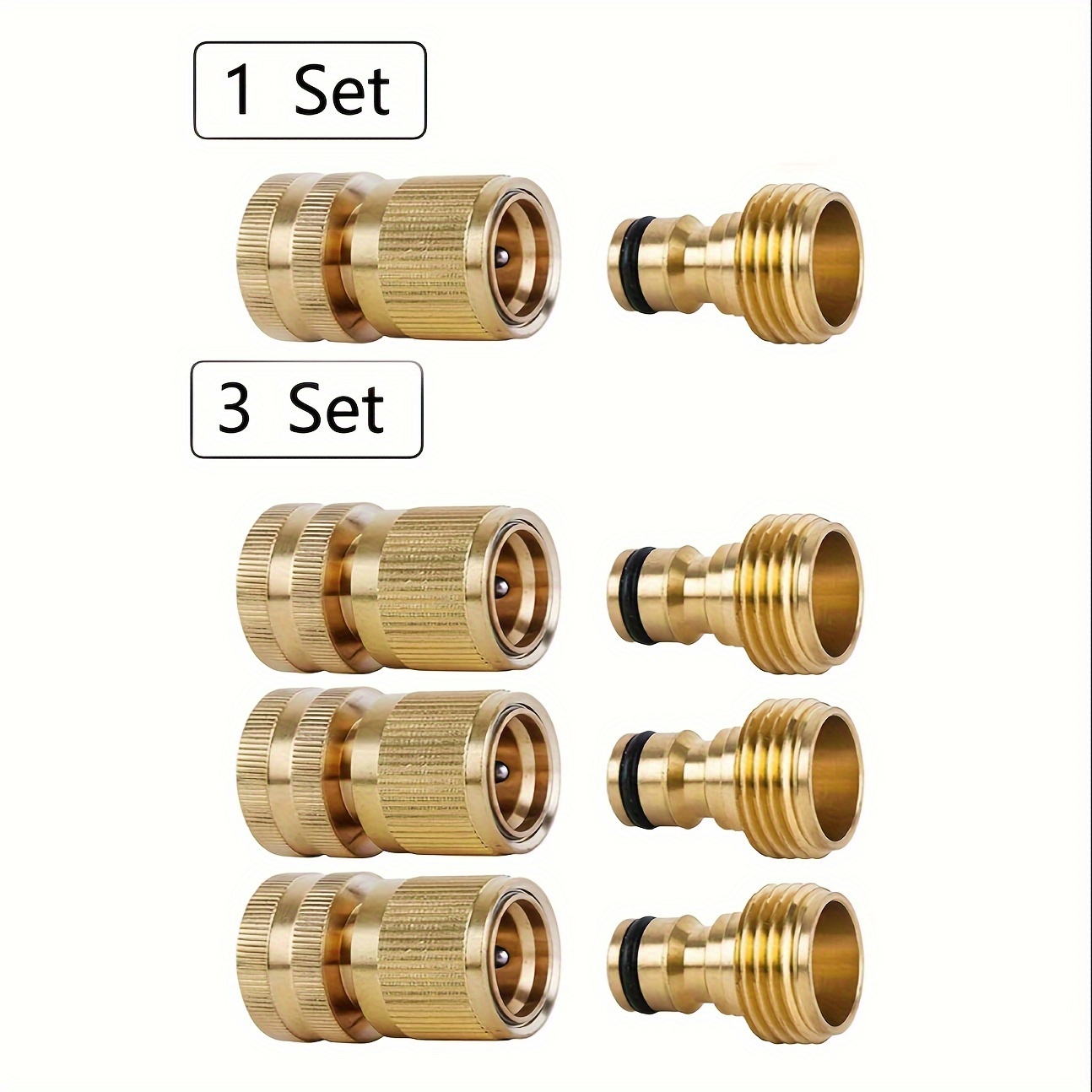 

1 Set/3 Sets, Garden Hose Solid Brass 3/4 Inch Ght Thread Fittings Water Hose Male Female Value