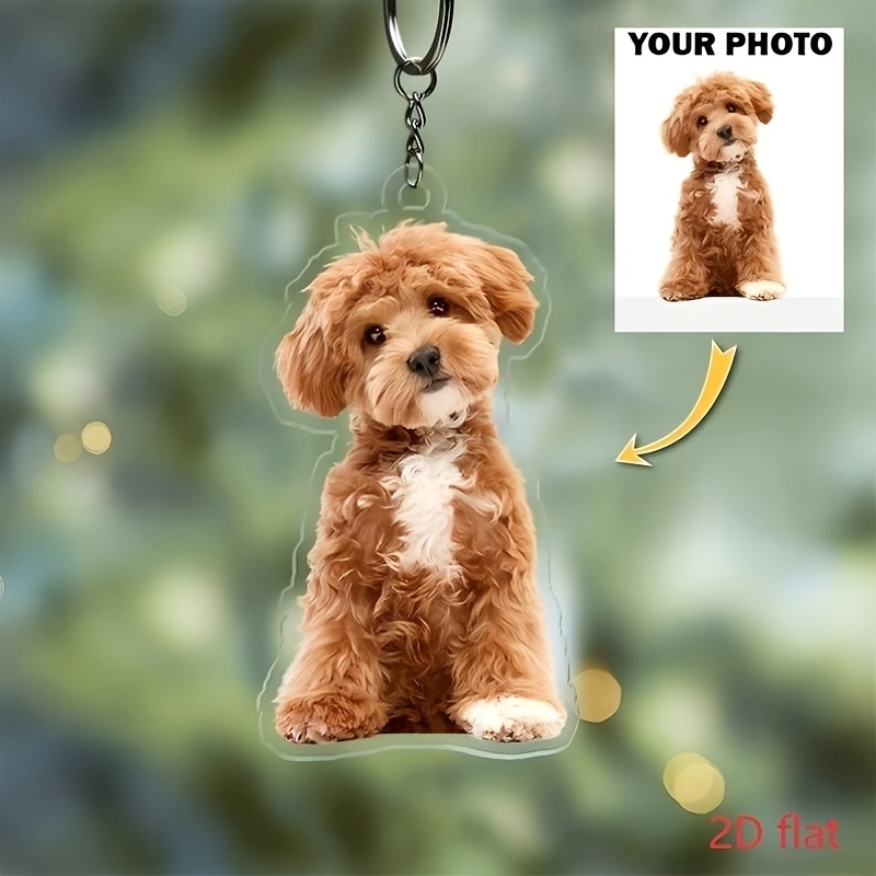E-shop 2D Flach, 1 Stück Personalisierter Foto-Schlüsselanhänger – Individuelles Haustier-, Geburtstags- oder Feiertagsgeschenk – Mit Standardring –