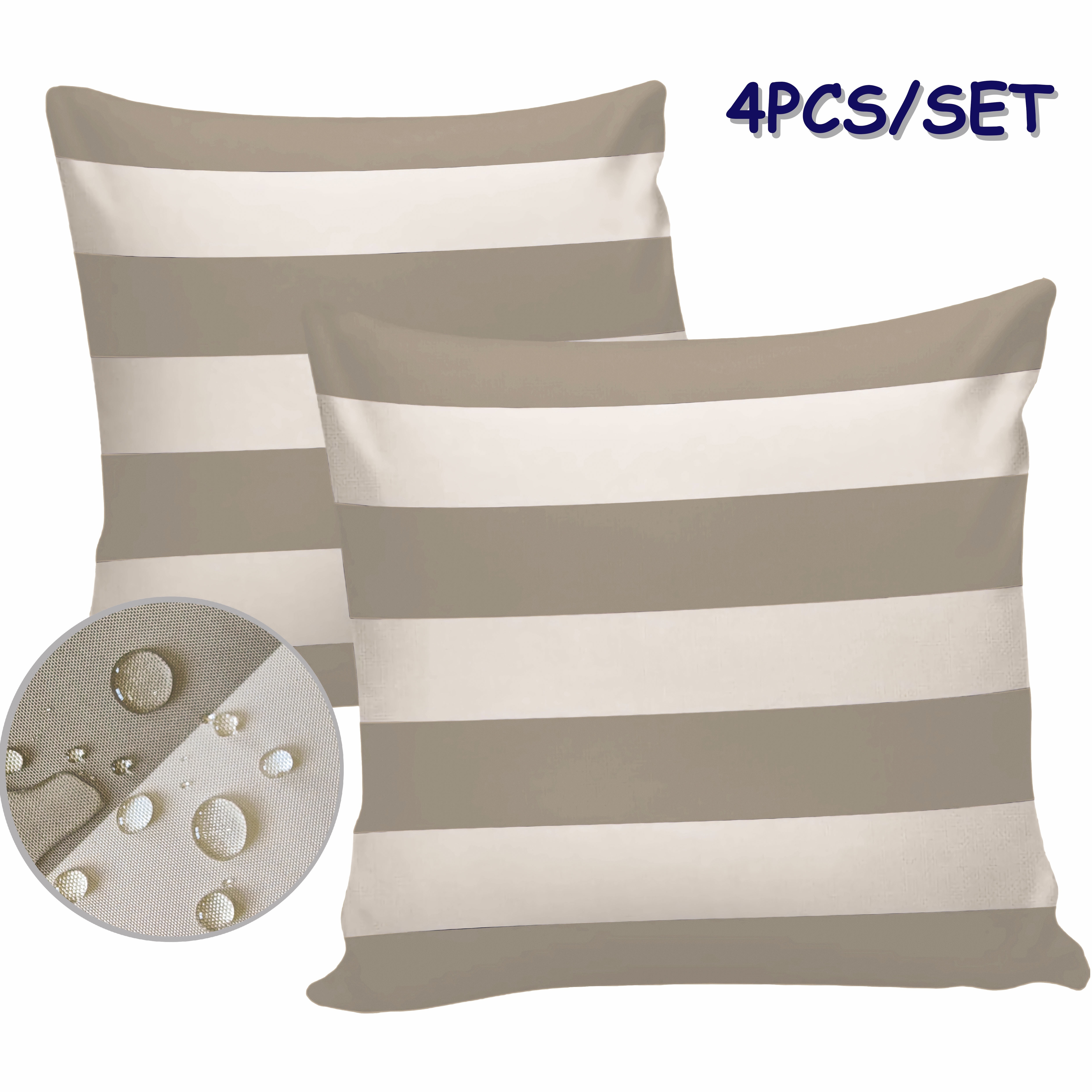 pack of 4 navy blue white striped outdoor throw pillow covers nautical coastal cushion covers with zipper closure all fabric for patio garden sofa bed vertical stripes in navy beige gray   white   home decor fall pillo