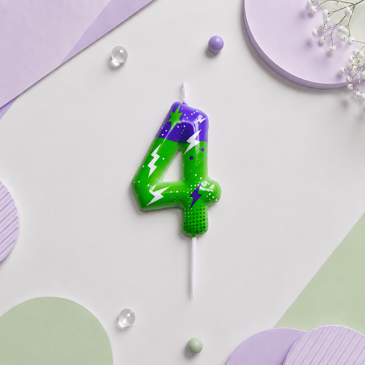 TEMU Bougie d'anniversaire refroidie vert et violet , décorations de gâteau, convient aux réunions de famille et aux styles de thèmes de jeux,