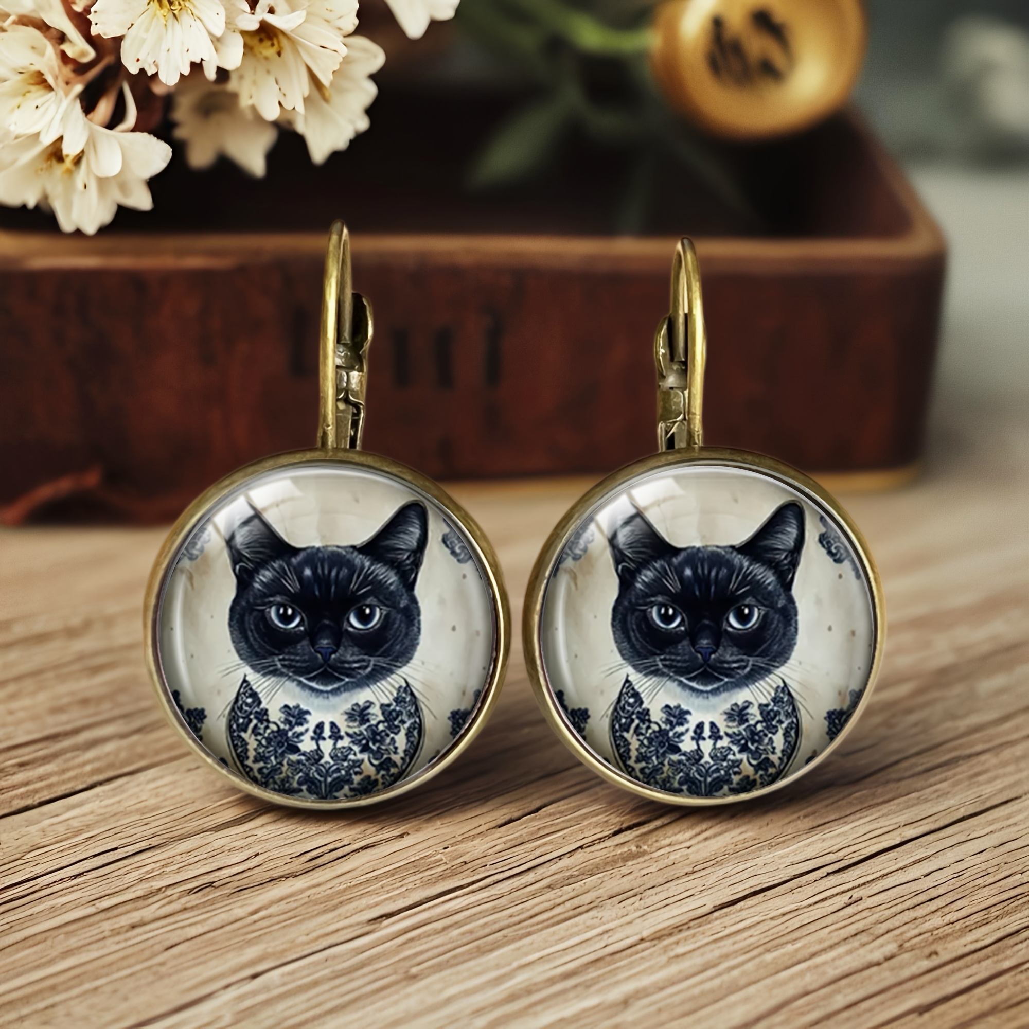 1 Pair Retro Style Black Cat Pattern Ear Studs Jewelry Additions, Fashionable And Exquisite Gift, , Easy And Elegant, Stylish And Unique Jewelry, Holiday Party Jewelry, Without Battery