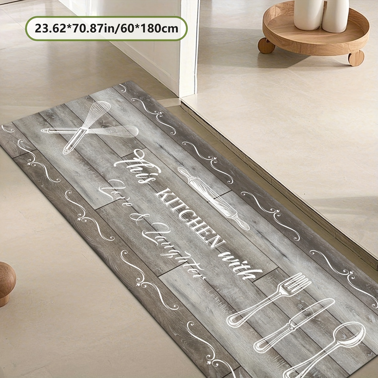 TEMU Zulida Extra-long Kitchen Mat With Culinary Utensil Design & 